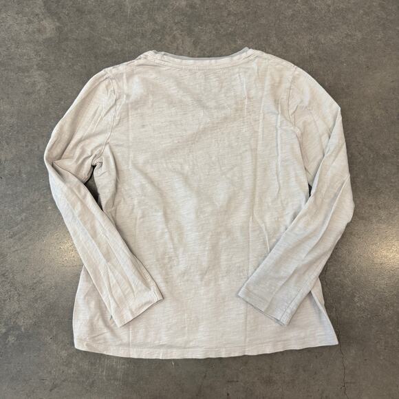 Vintage Y2k Grey White Stitch Longsleeve Abstract Cross Graphic Tee Cotton L - Picture 2 of 5